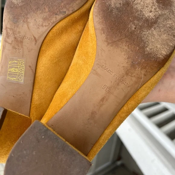 Everlane Mustard Yellow Suede Block Heel Mules - Picture 8 of 11